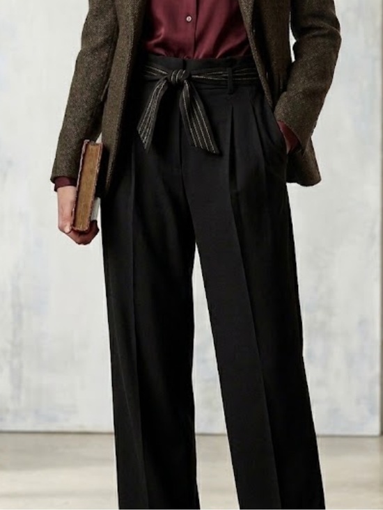 Topshop Pants - 🇪🇸🐠TopShop Trousers Wide leg Size 6 Black Tie Waist Dark Academia Pants